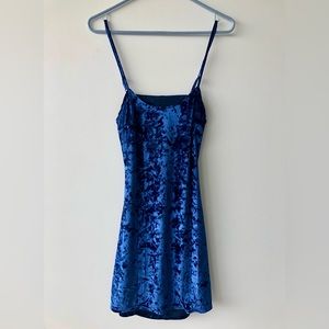 NBD Crushed Velvet Kate Mini Dress Navy Size Small